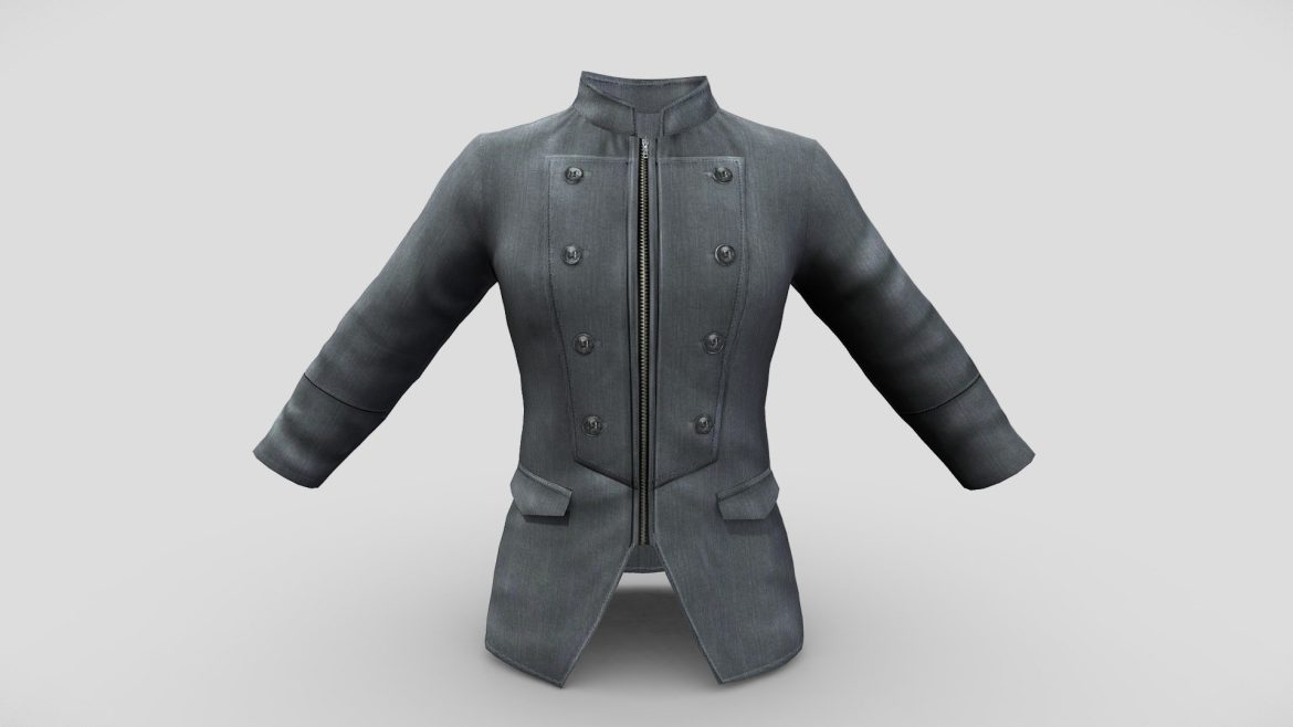 fbx mens standing collar zipped up jacket 3d model