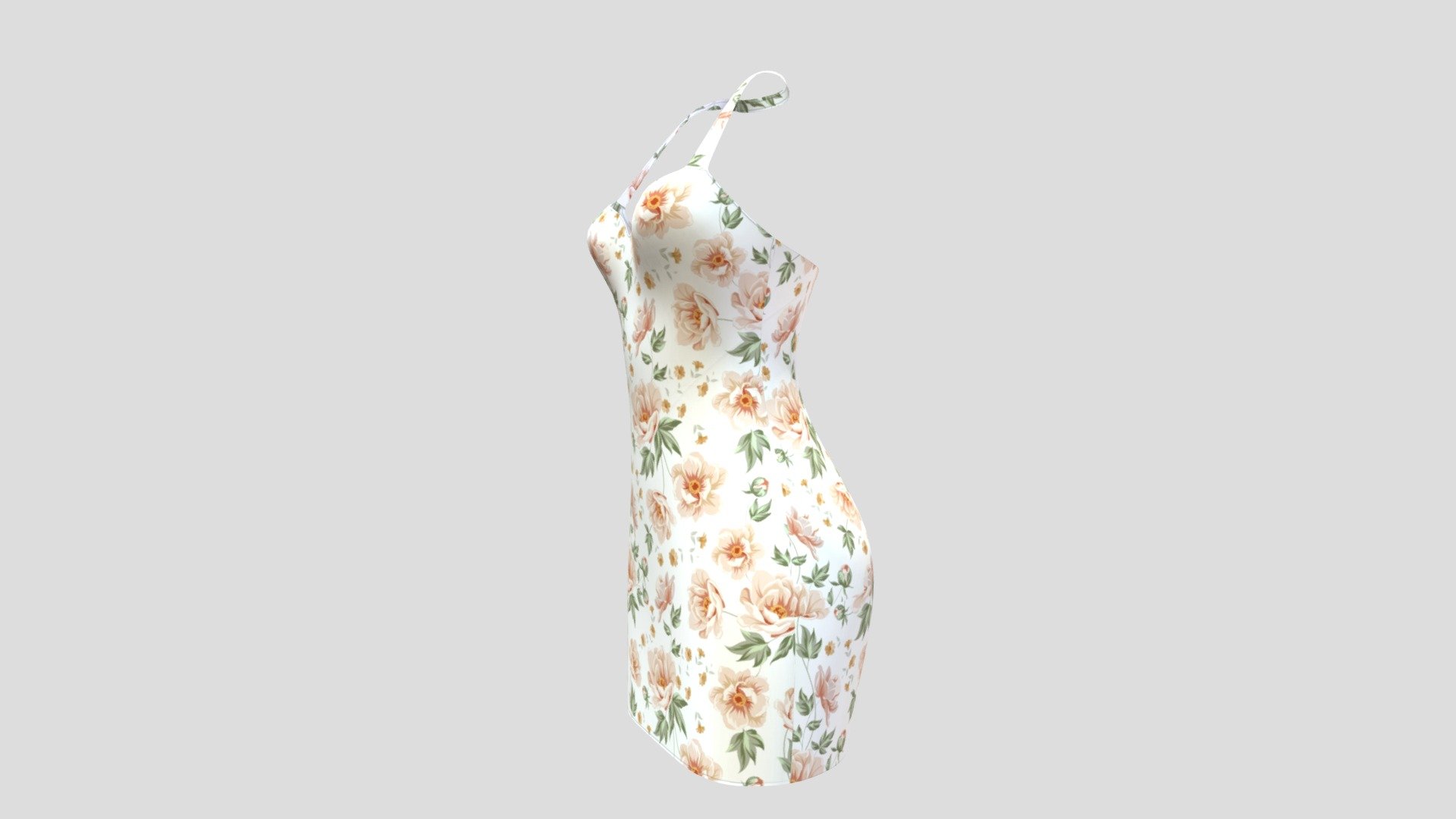 Female Floral Halter Neck Bodycon Mini Dress