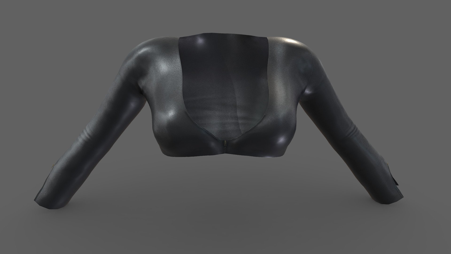 Female Front Zip Crop Leather Biker Top