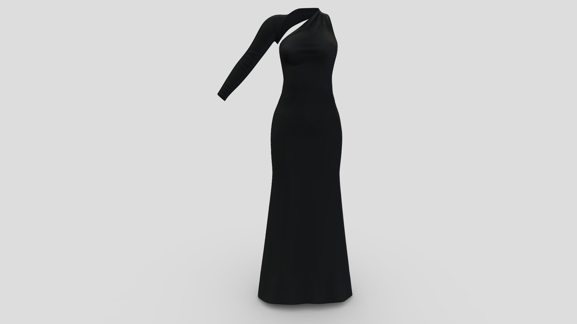 Female Kleid One Shoulder Black Maxi Dress