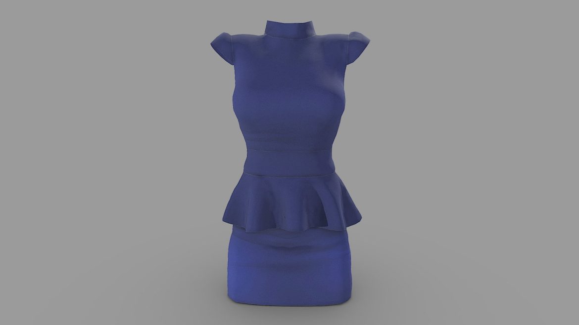 female mini peplum dress 3d model