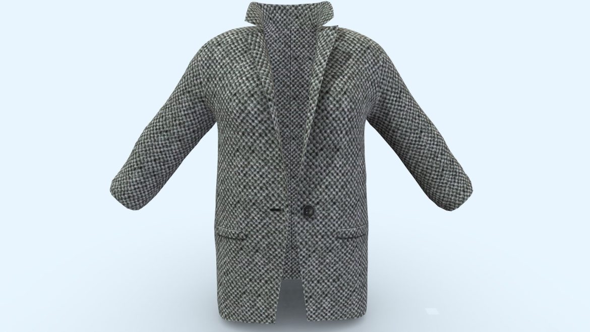 female oversize short winter coat 3d model
