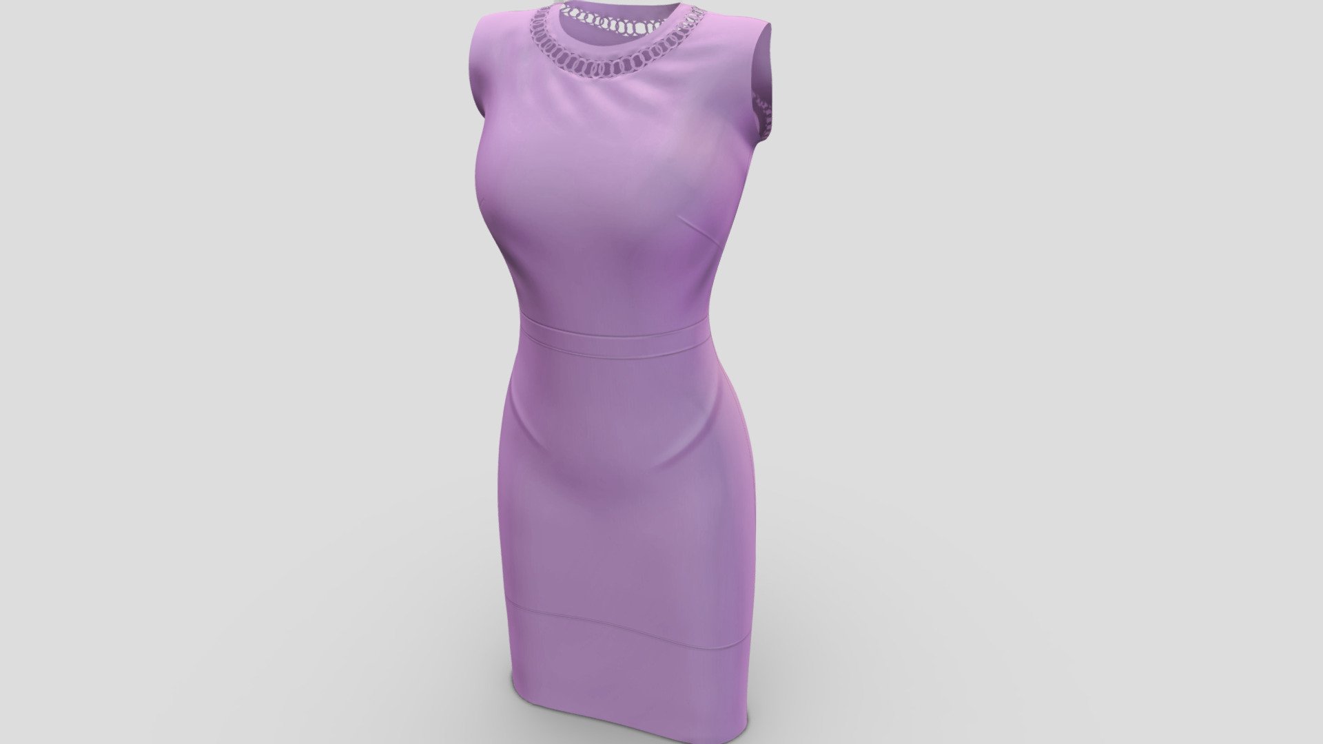 Female Scallop Neck Pencil Skirt Sleevless Dress