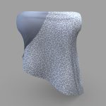 female strapless asymmetric tube top 3d model