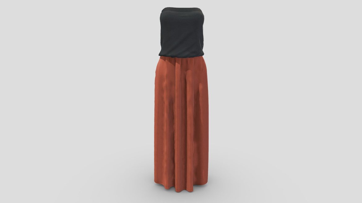female tube maxi dress 3d model