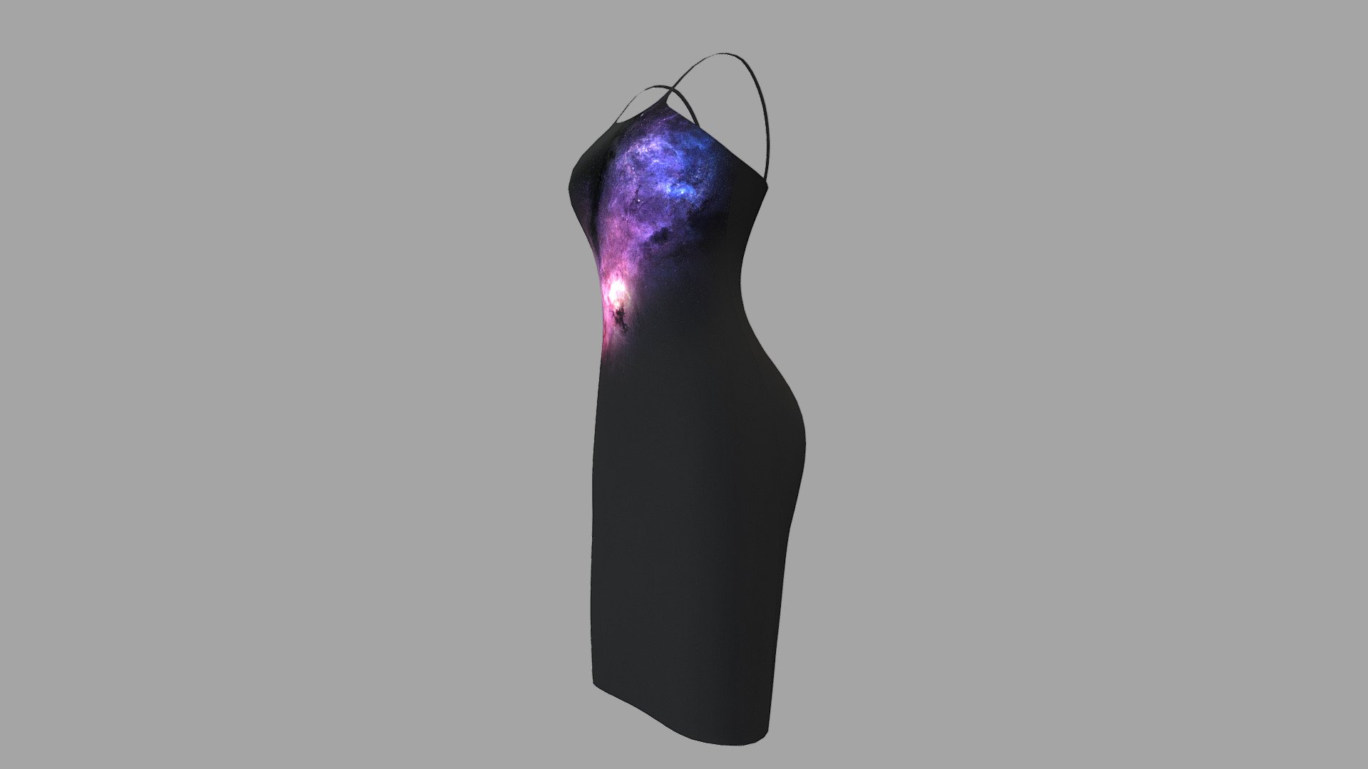 Galaxy Print Mid Skirt Female Black Dress