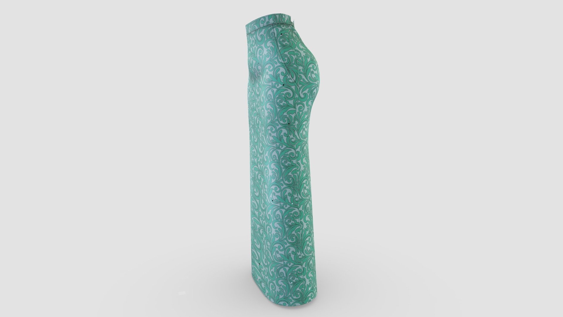 Green Damask Long Skirt