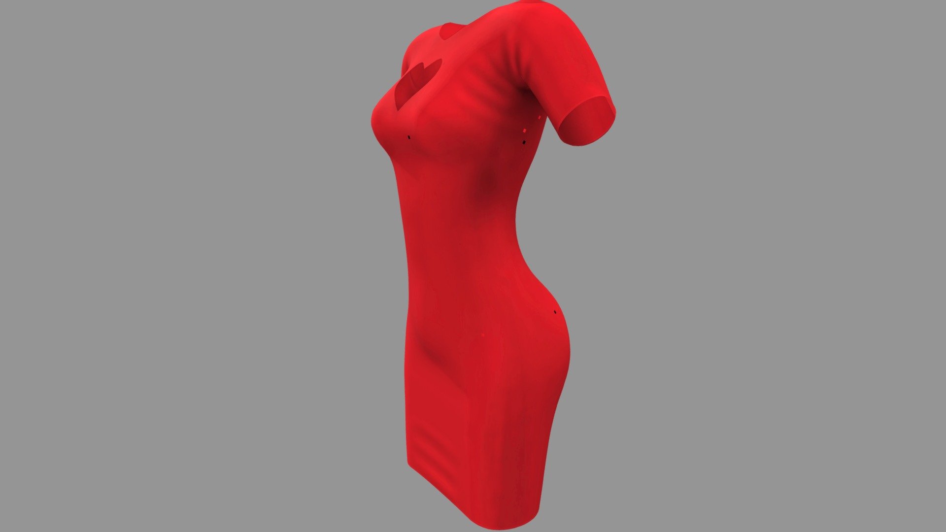 Heart Cutout Chest Mini Red Dress