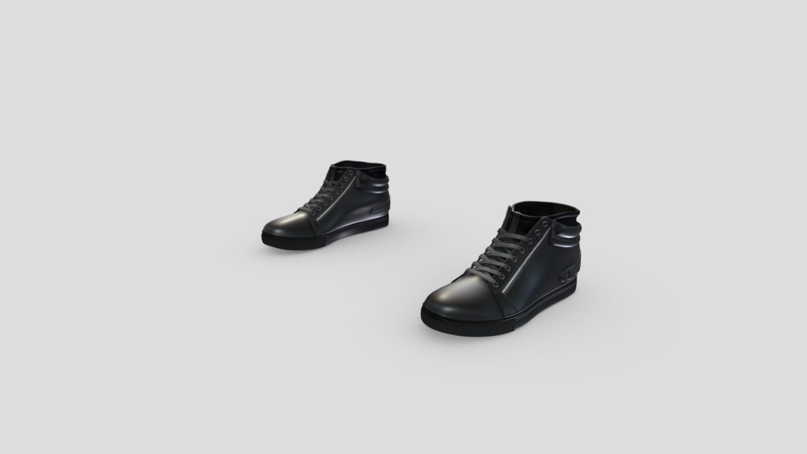 lace up high top flat ankle sports boots 3d model