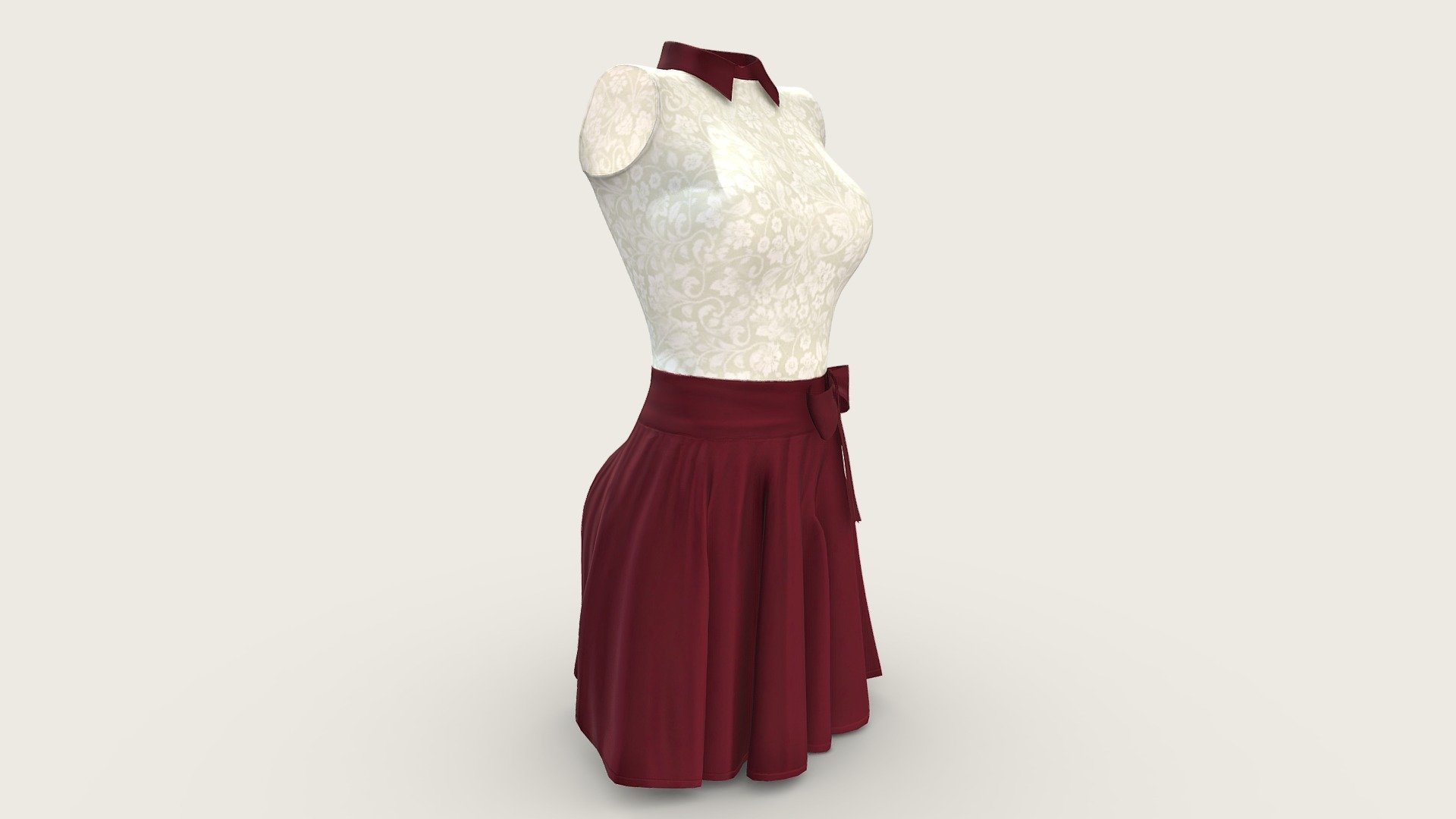 Little Maroon And White Female Dress
