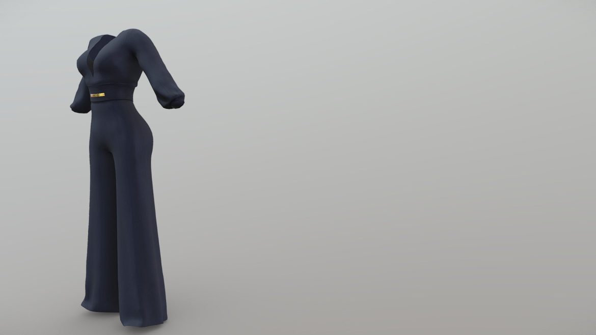 long sleeves female jumpsuit 3d model