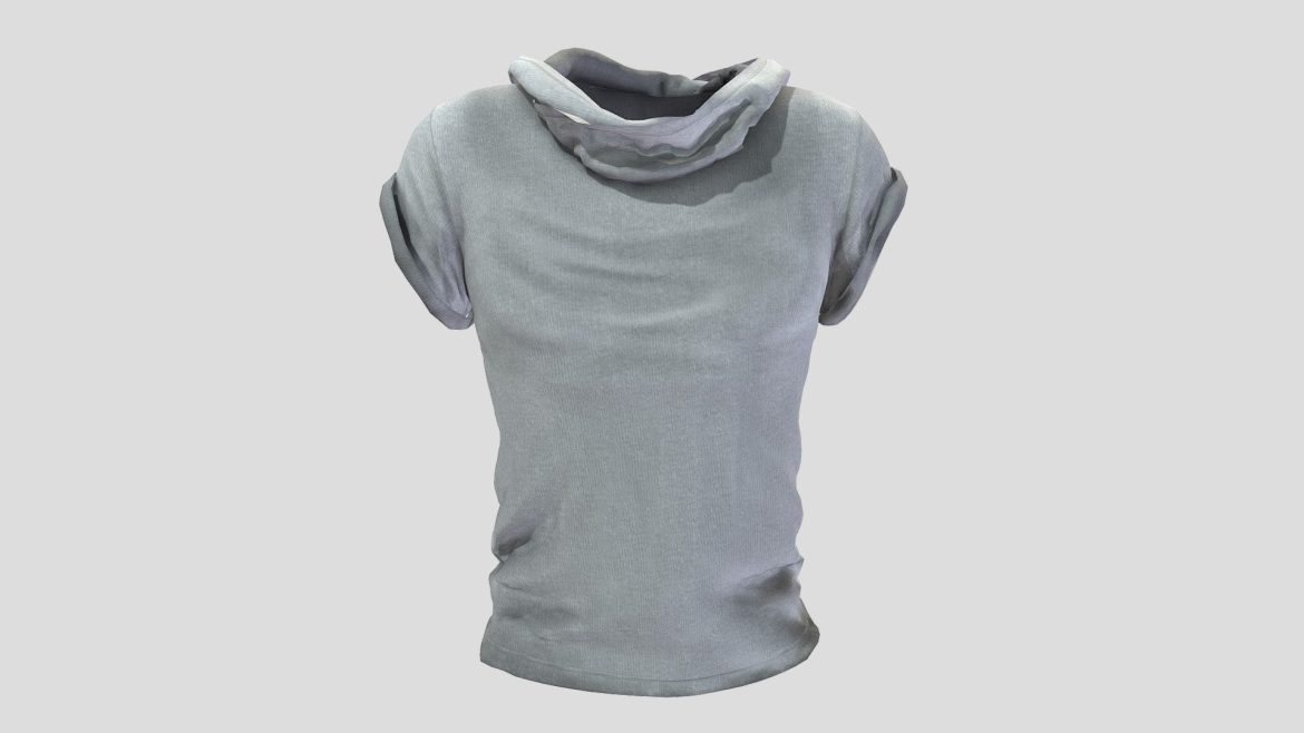 mens cowl hooded gray loose tshirt 3d model