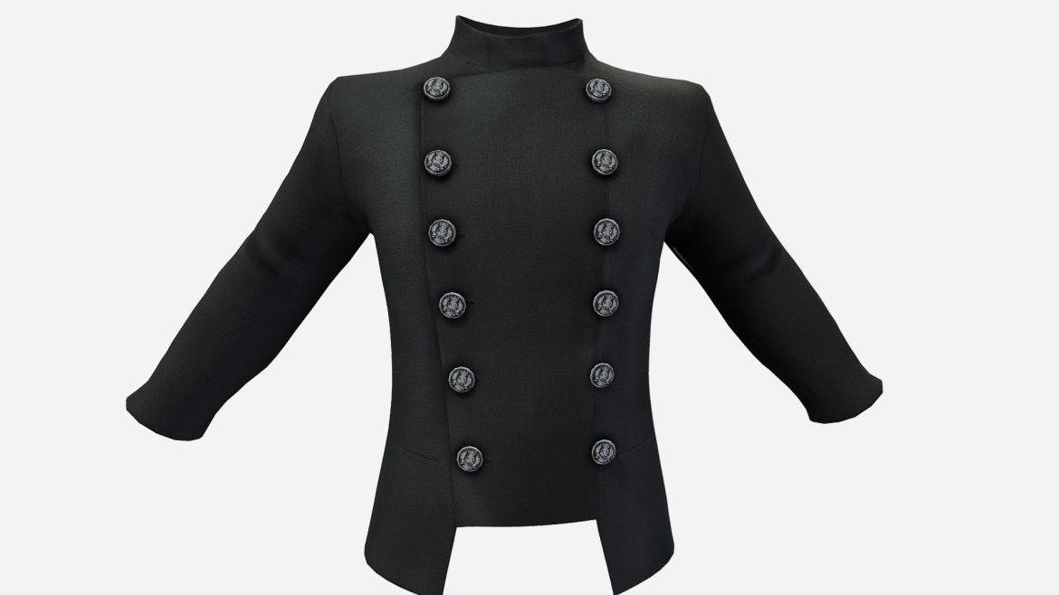 mens double breasted uniform jacket 3d model