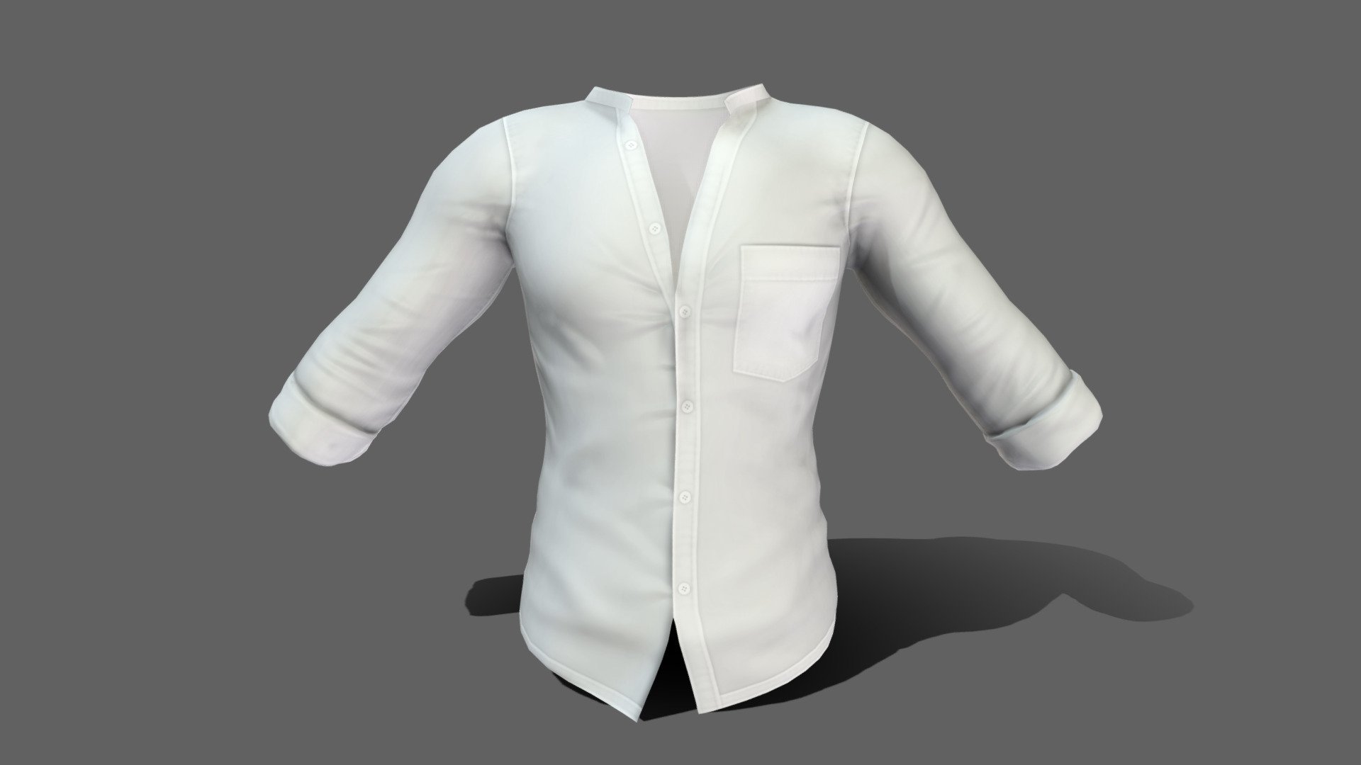 Men’s Standing Collar Open Chest White Shirt