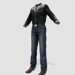 Men’s Tucked In Western Shirt Denims Boots