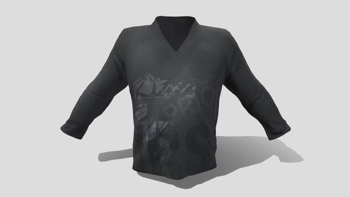 mens v neck long sleeves loose tshirt 3d model