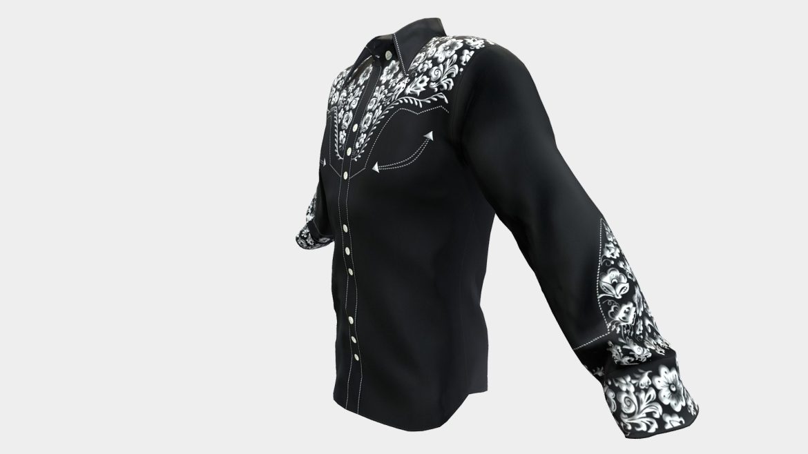 mens western shirt 3d model