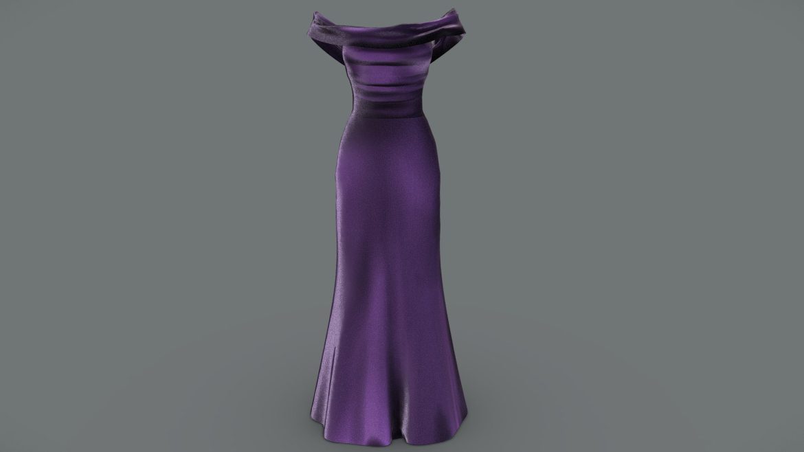 off shoulder mermaid gown dress 3d model