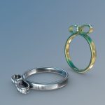ribbon gold silver female ring 3d model