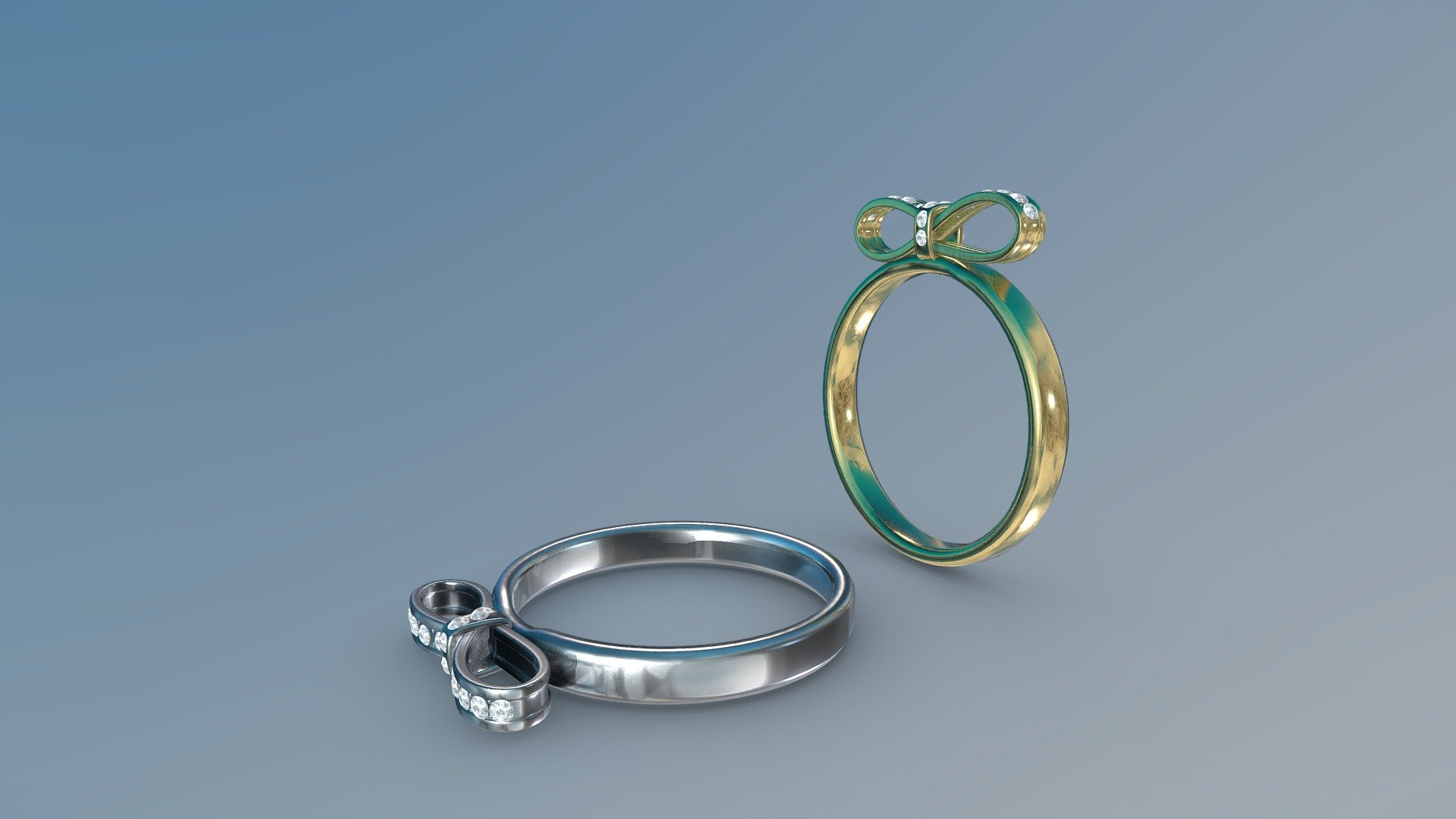 Ribbon Gold Silver Female Ring
