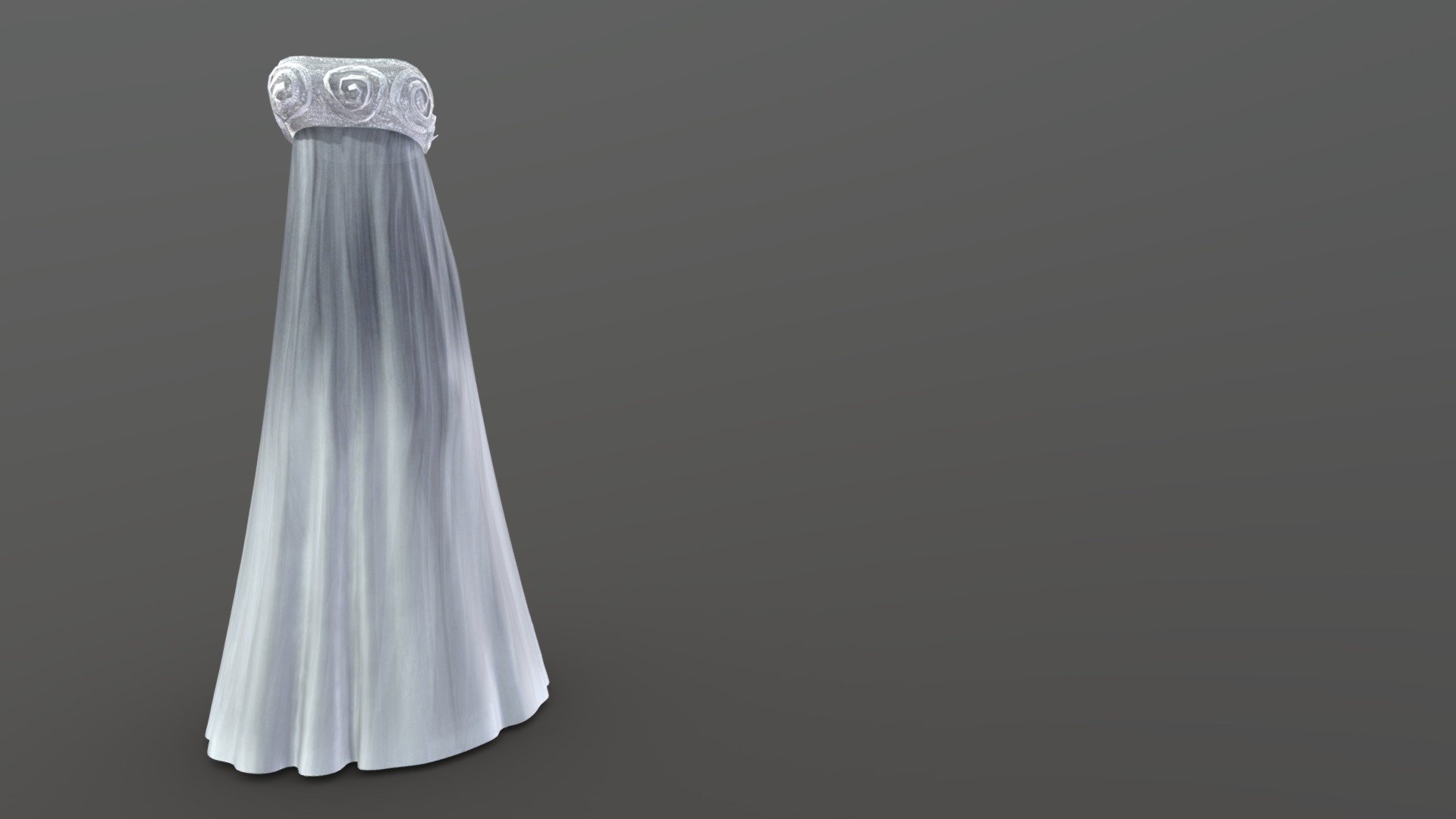 Rose Embroideries Strapless Long Sheer Dress