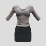 sheer sweater mini skirt female business outfit 3d model