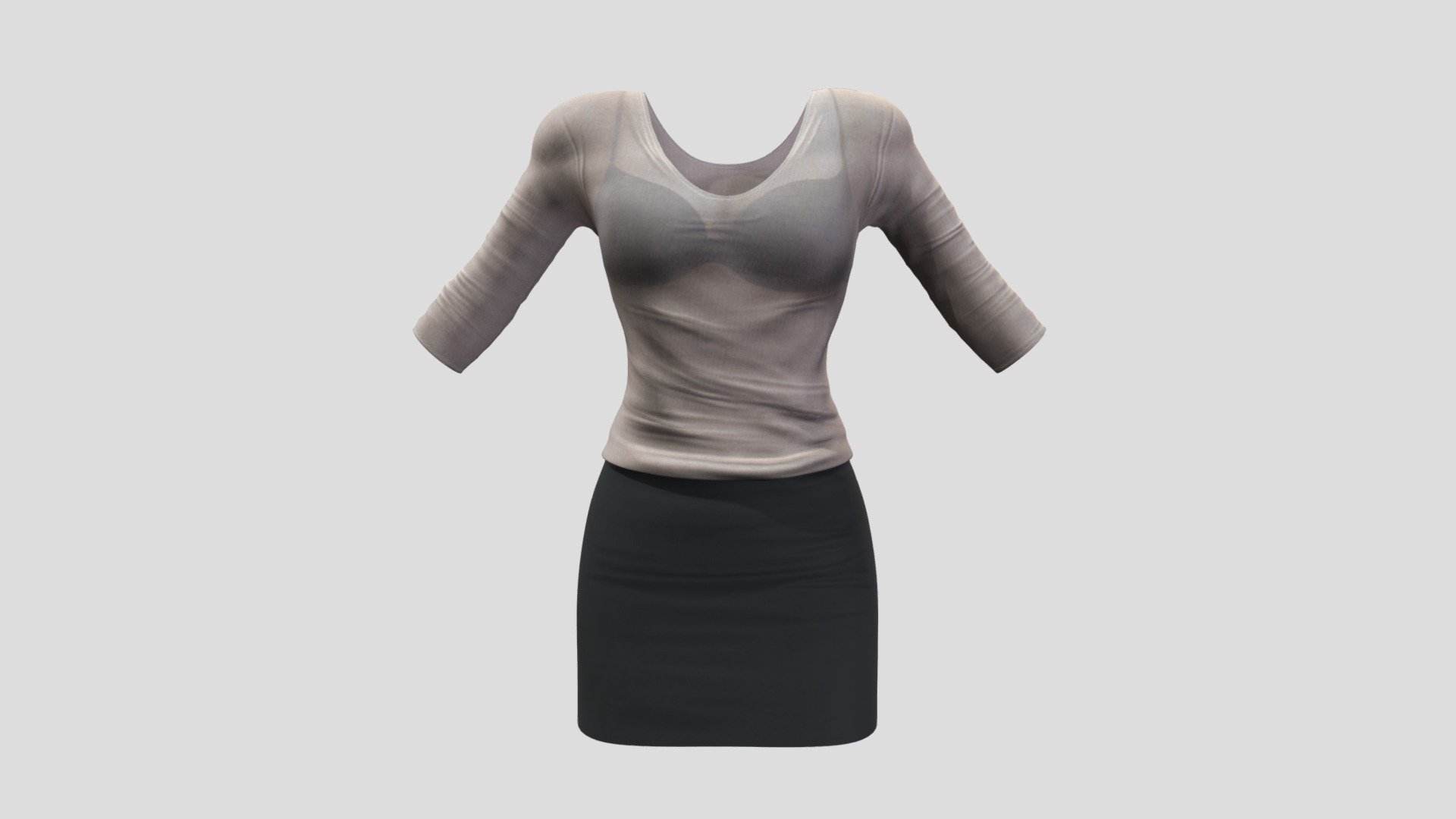 Sheer Sweater Mini Skirt Female Business Outfit