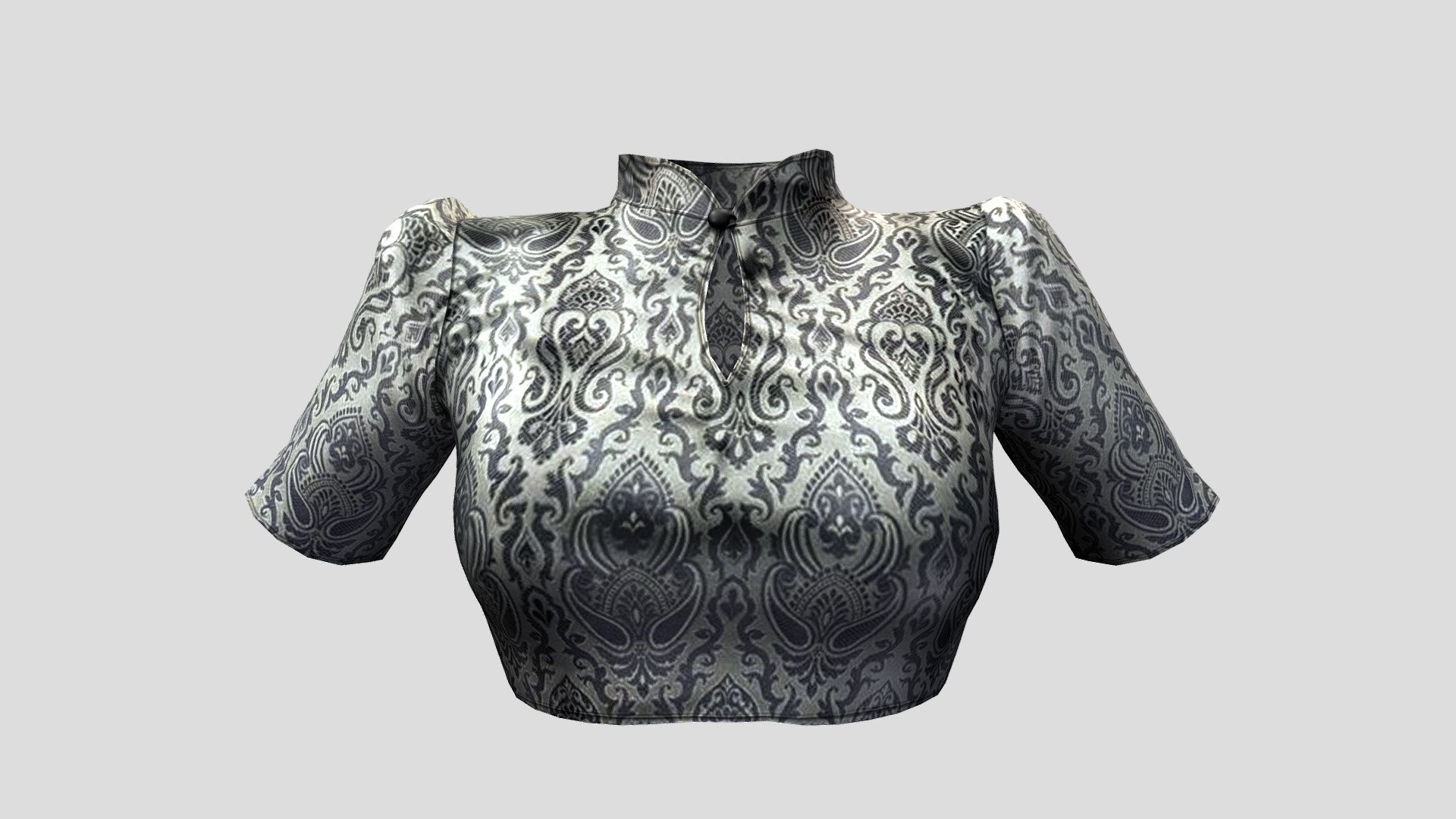 Standing Collar Royal Shoulders Crop Female Top