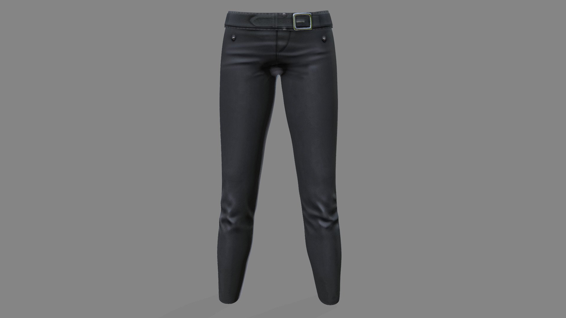 To The Side Buckle Female Black Pants