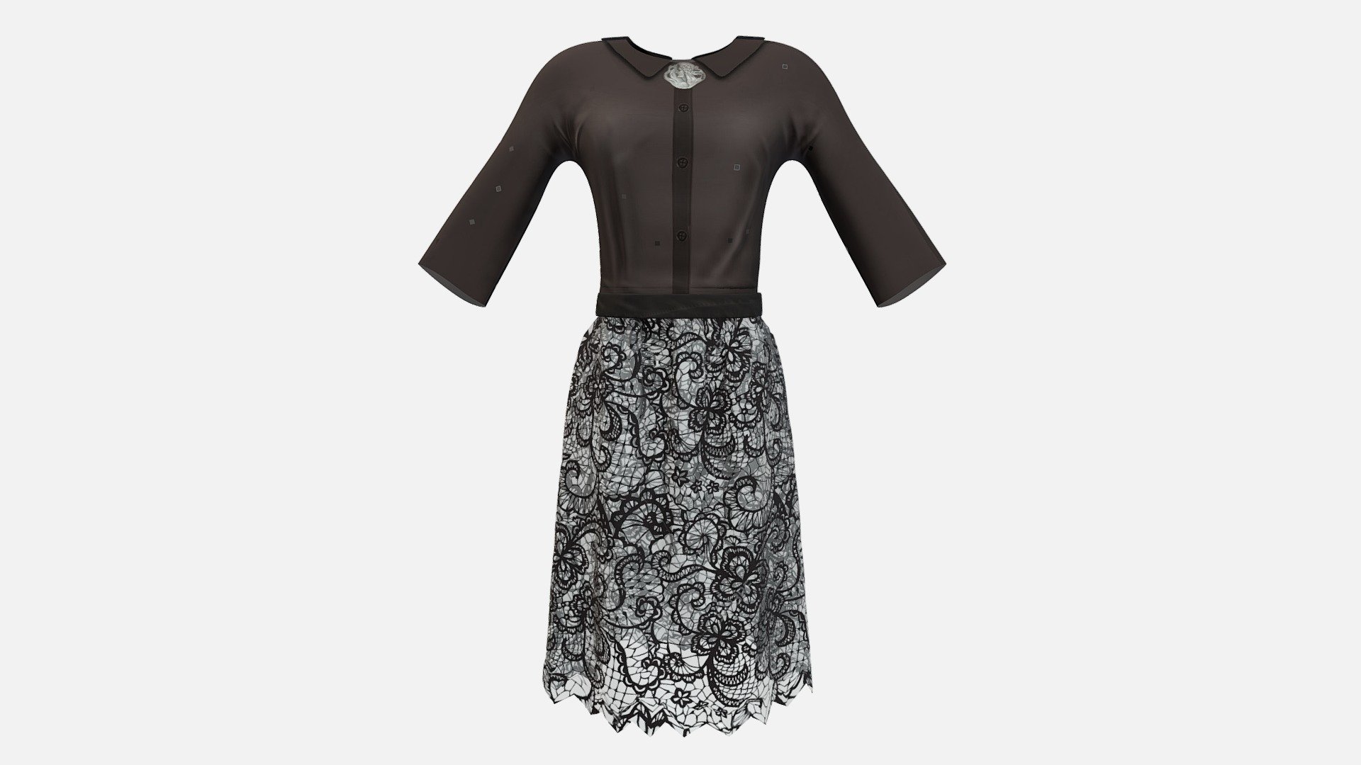 Transparent Lace Skirt Female Black Dress