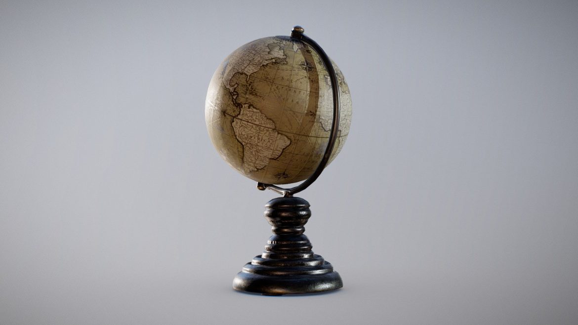 antique globe on stand 3d model