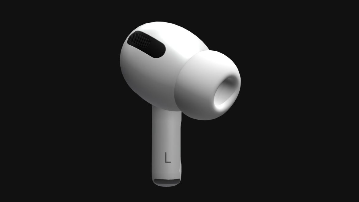Apple Pro Earphone 3d Model - Photorealistic 3D model of an Apple AirPods Pro left earphone, rendered in high detail