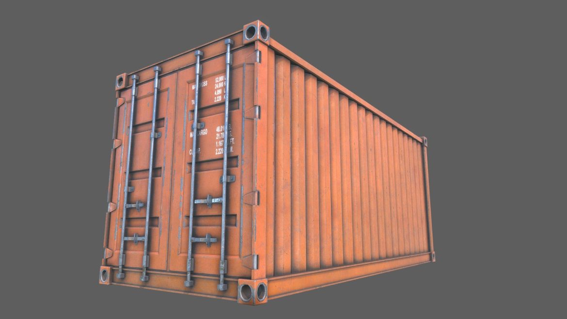 cargo container orange pbr 3d model