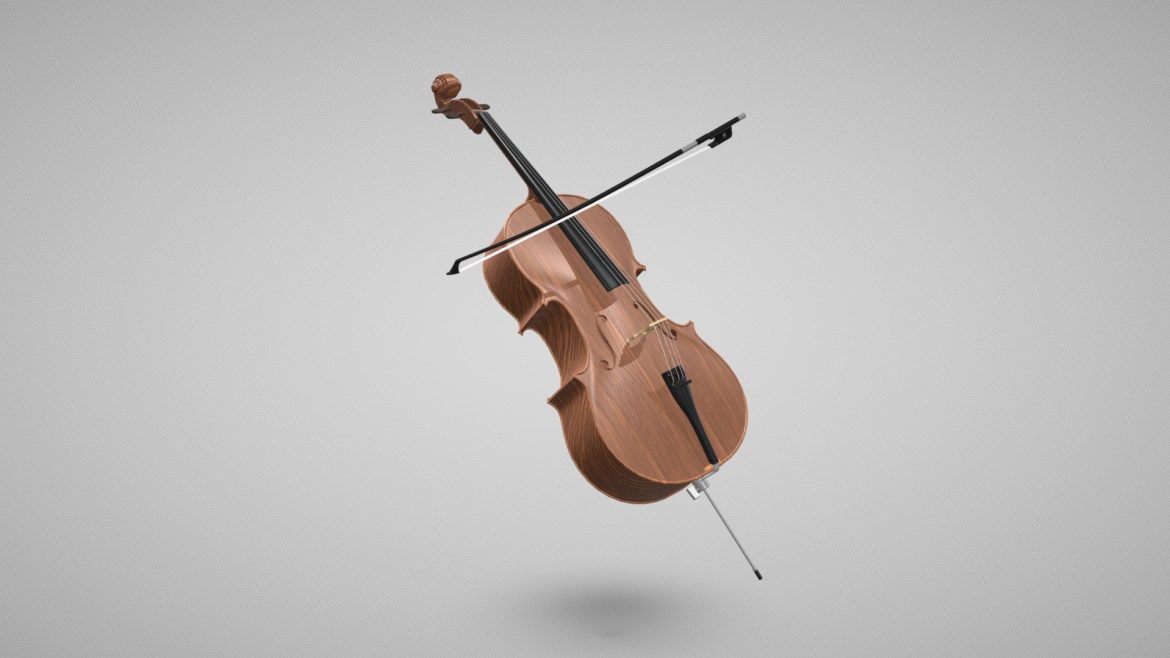 cello amp bow 3d model