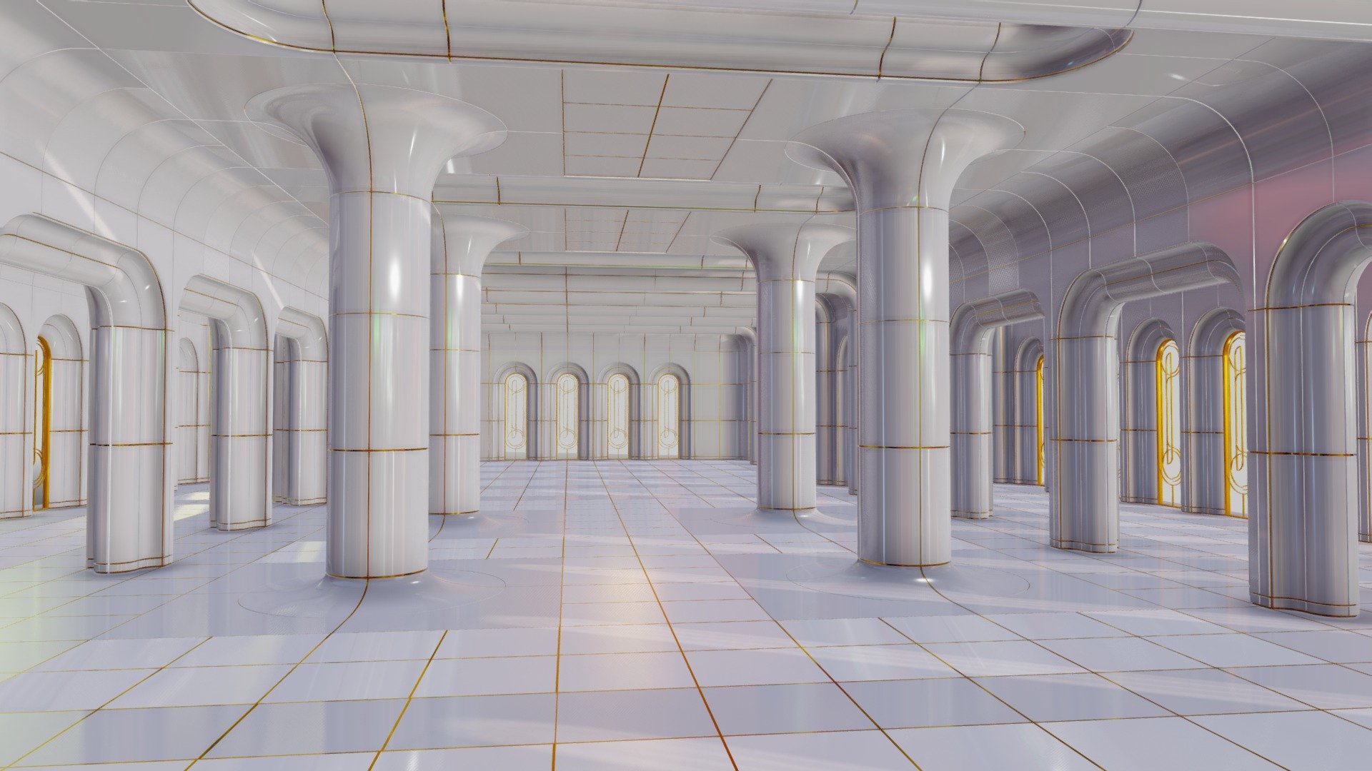 Classic Futuristic Interior Scene 2018