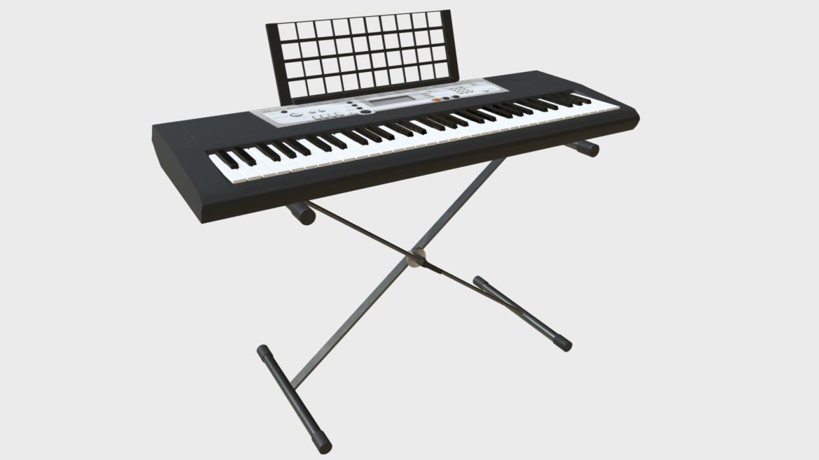 electronic piano keyboard on stand 3d model