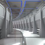 futuristic breathing tunnel curved animated 3d model