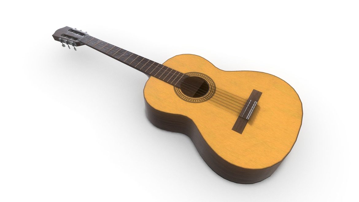 game ready classical guitar clean 3d model