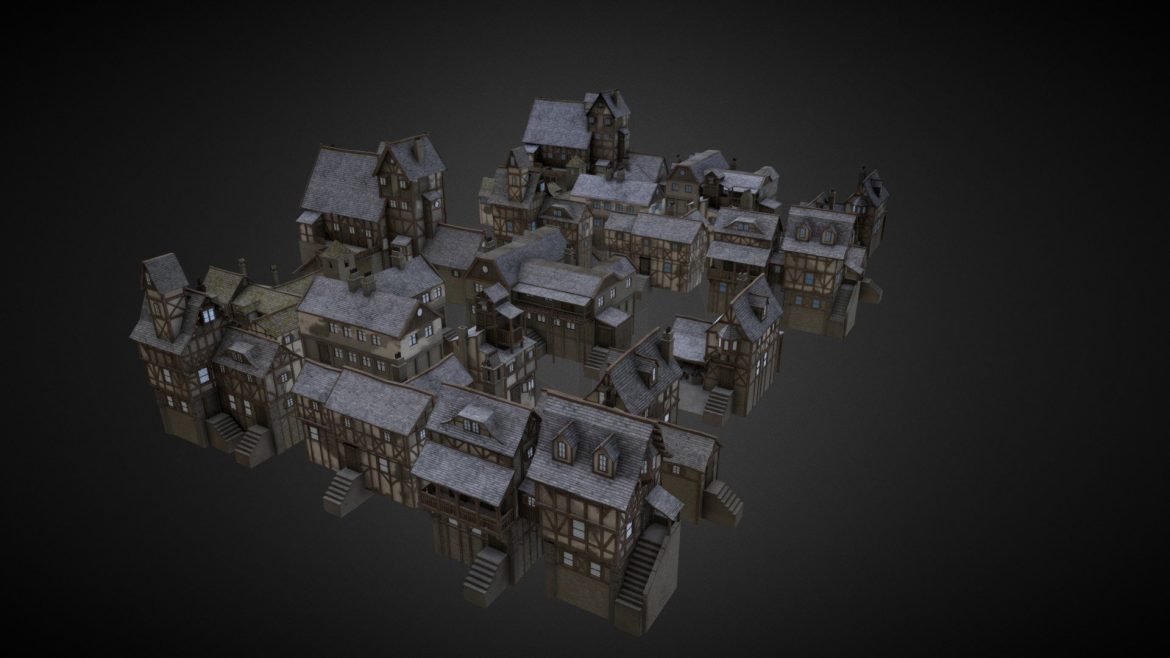 medieval houses package 3d model