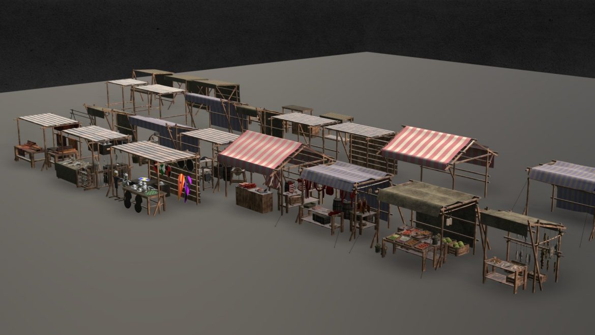medieval market stalls 3d model