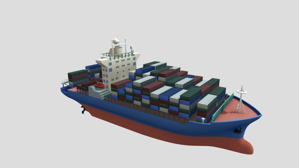 ocean freighter with shipping containers 3d model