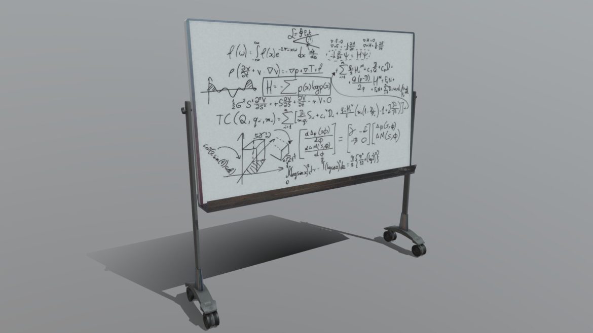 scientific whiteboard 3d model