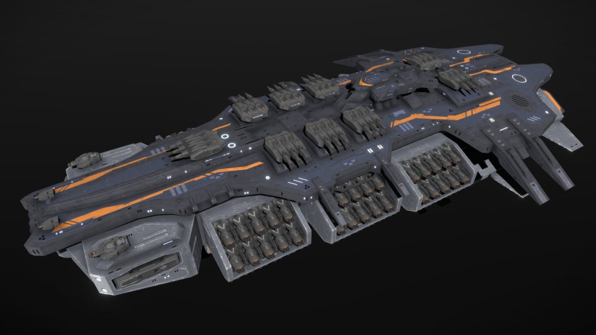 scifi battleship valkyrie 3d model