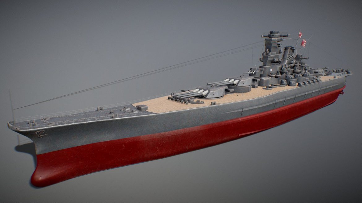 yamato class ww2 japanese battleship 3d model