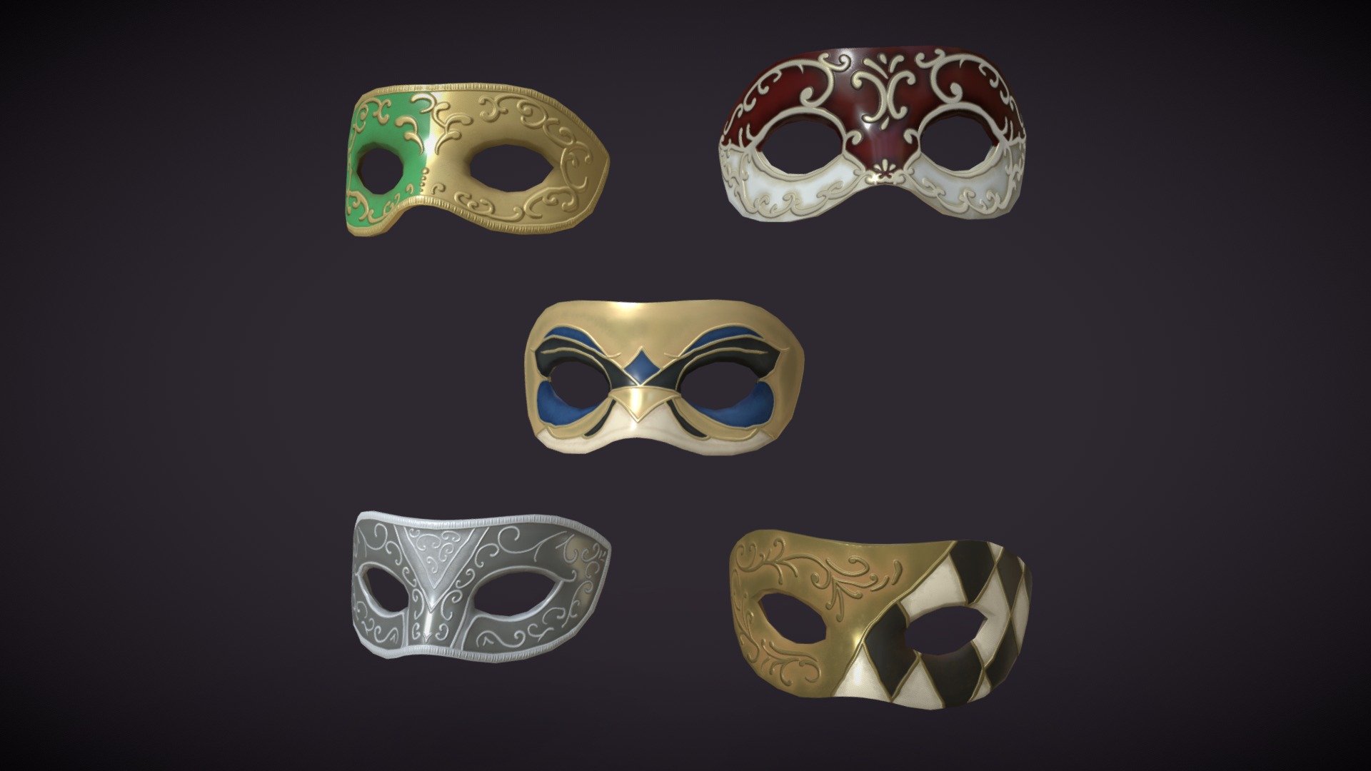5 Venetian Party Masks