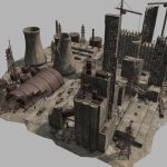 abandoned factory and power station 3d model