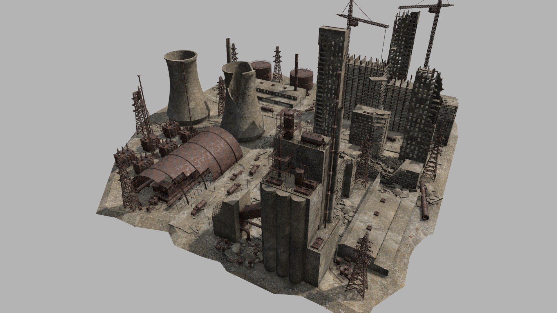 Abandoned Factory And Power Station