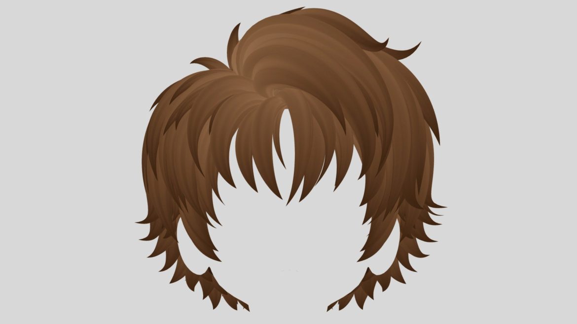 anime hair wolf style 3d model