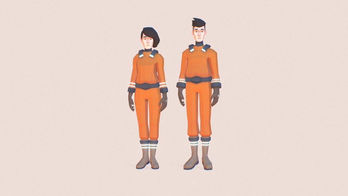 astronauts lowpoly characters 3d model