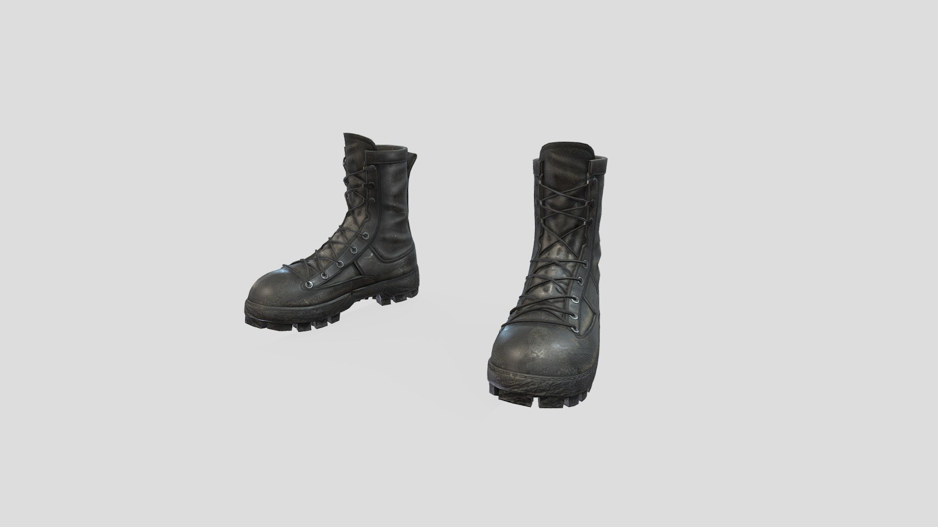 Black Leather Army Combat Boots